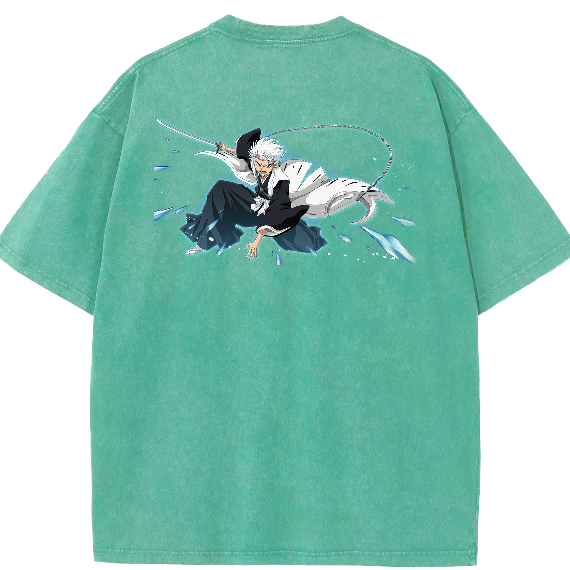 （画像用） ブリーチ 日番谷冬獅郎（ひつがや とうしろう） BLEACH Hitsugaya Toushirou 綿100% ヴィンテージ風 半袖Tシャツ（背面プリント）